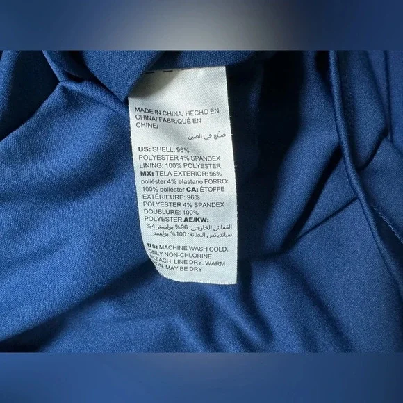 Chicos Faux Wrap Dress Navy V Neck Kimono Sleeves Midi A Line Work Size 2 US Lg - Picture 7 of 10